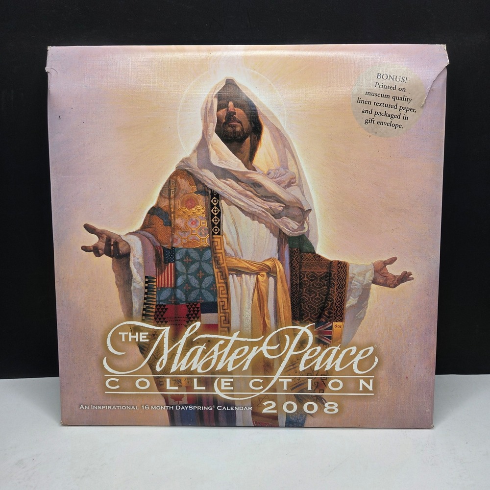 DaySpring Master Peace Collection 2008 Calendar Jesus Art Linen Paper Vintage H3